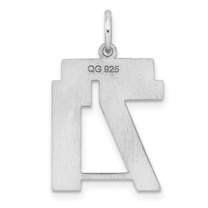 Sterling Silver Sterling/Silver Rhodium-Plated Polished Number 71 Charm