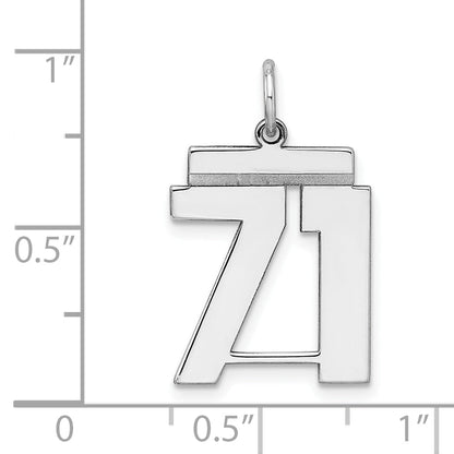 Sterling Silver Sterling/Silver Rhodium-Plated Polished Number 71 Charm