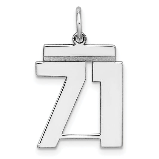 Sterling Silver Sterling/Silver Rhodium-Plated Polished Number 71 Charm
