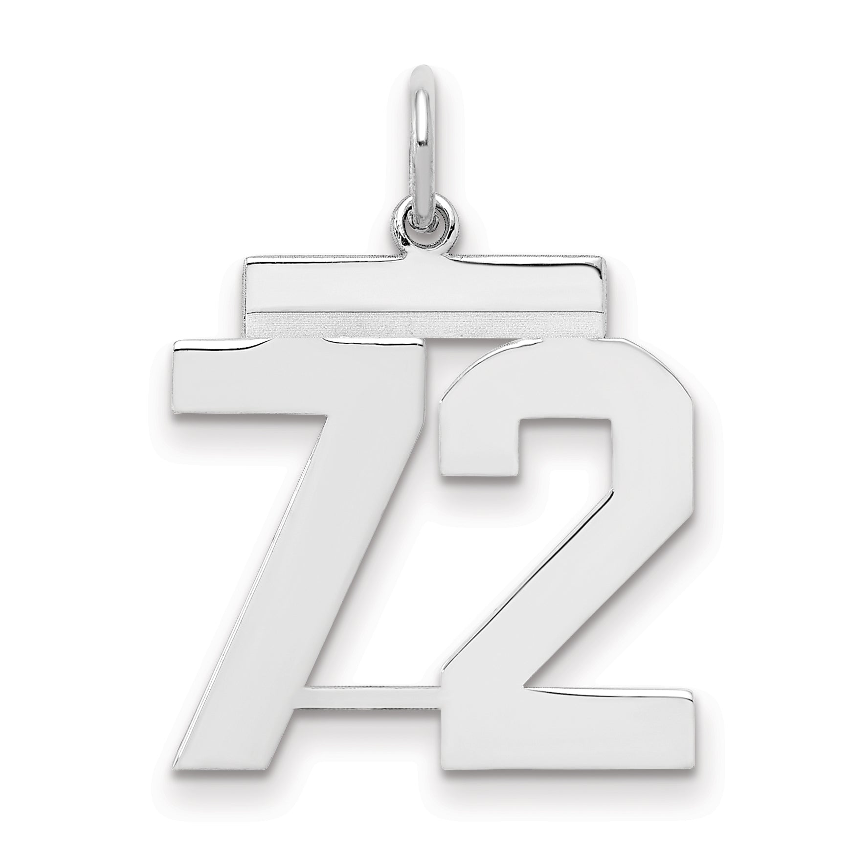 Sterling Silver Sterling/Silver Rhodium-Plated Polished Number 72 Charm