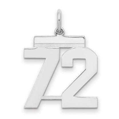 Sterling Silver Sterling/Silver Rhodium-Plated Polished Number 72 Charm