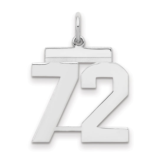 Sterling Silver Sterling/Silver Rhodium-Plated Polished Number 72 Charm