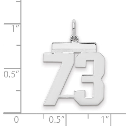 Sterling Silver Sterling/Silver Rhodium-Plated Polished Number 73 Charm
