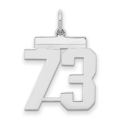 Sterling Silver Sterling/Silver Rhodium-Plated Polished Number 73 Charm
