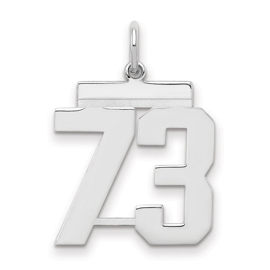 Sterling Silver Sterling/Silver Rhodium-Plated Polished Number 73 Charm
