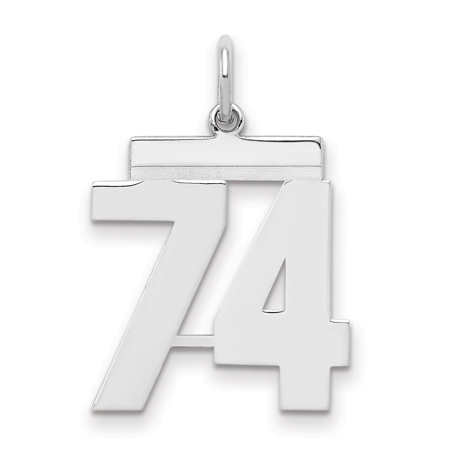 Sterling Silver Sterling/Silver Rhodium-Plated Polished Number 74 Charm