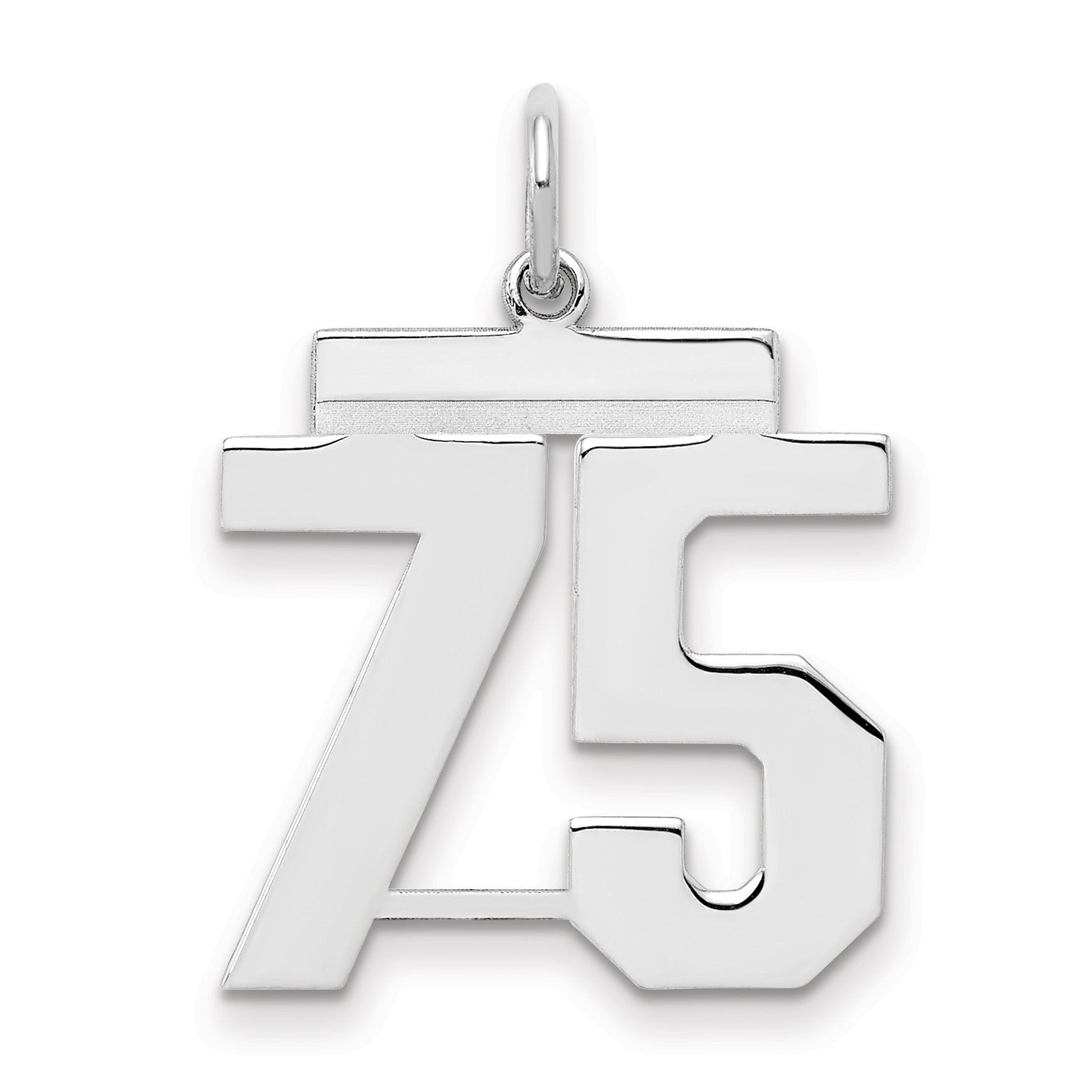 Sterling Silver Sterling/Silver Rhodium-Plated Polished Number 75 Charm