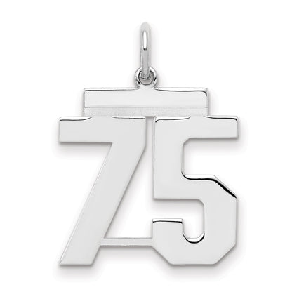 Sterling Silver Sterling/Silver Rhodium-Plated Polished Number 75 Charm