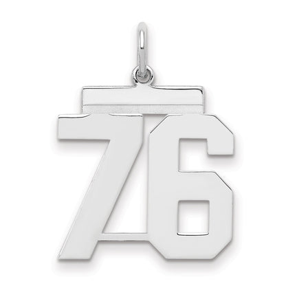 Sterling Silver Sterling/Silver Rhodium-Plated Polished Number 76 Charm