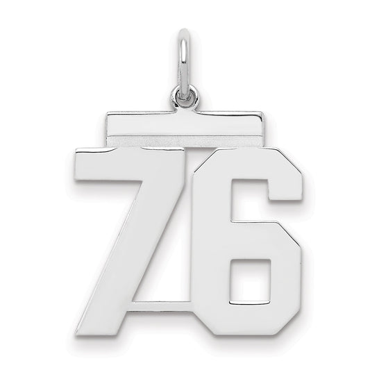 Sterling Silver Sterling/Silver Rhodium-Plated Polished Number 76 Charm
