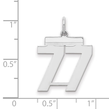 Sterling Silver Sterling/Silver Rhodium-Plated Polished Number 77 Charm