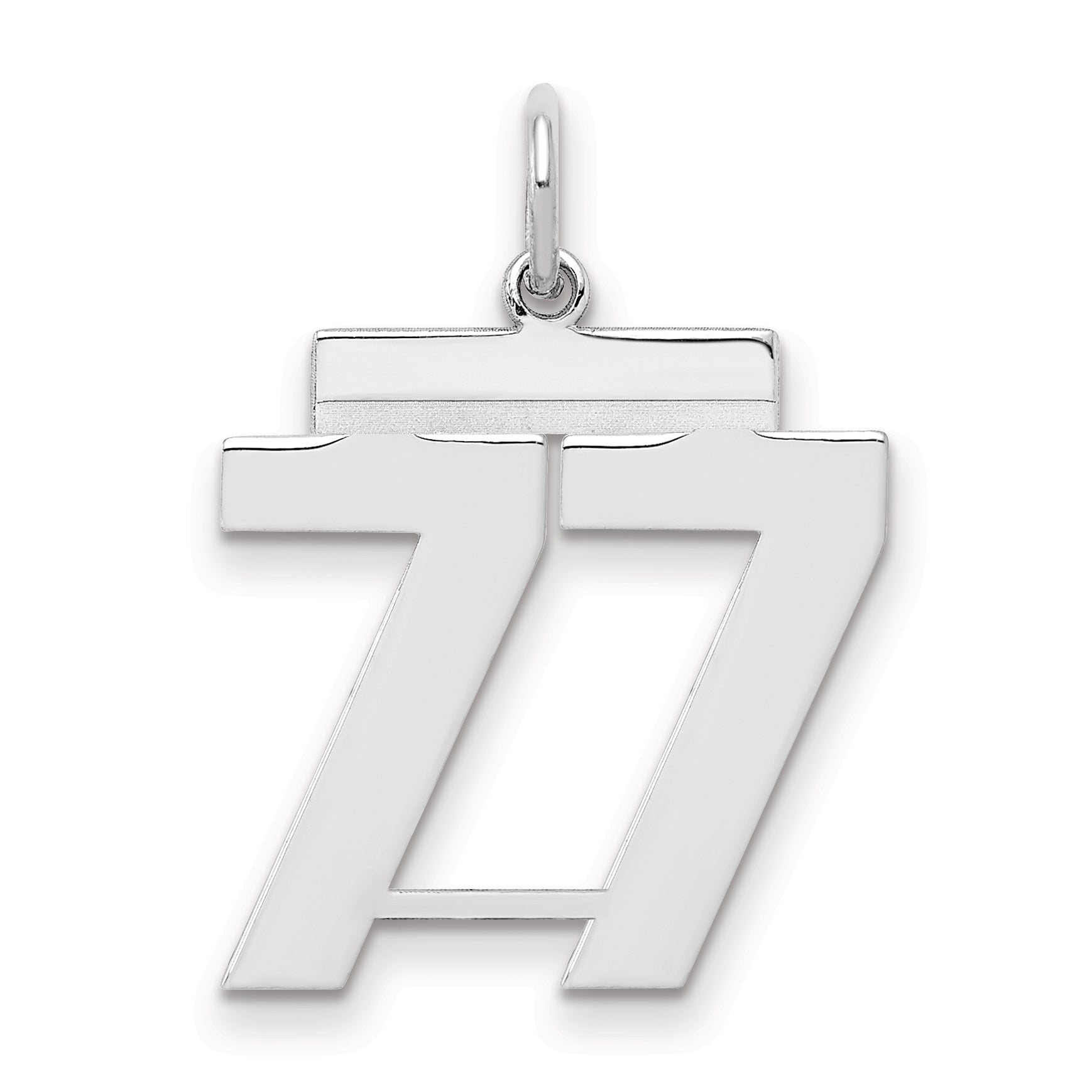 Sterling Silver Sterling/Silver Rhodium-Plated Polished Number 77 Charm