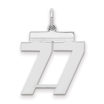 Sterling Silver Sterling/Silver Rhodium-Plated Polished Number 77 Charm