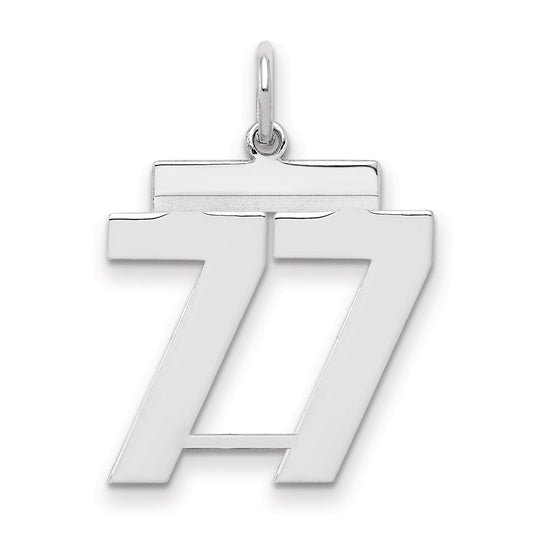 Sterling Silver Sterling/Silver Rhodium-Plated Polished Number 77 Charm