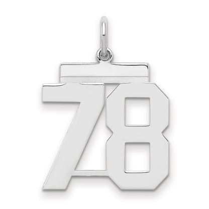 Sterling Silver Sterling/Silver Rhodium-Plated Polished Number 78 Charm