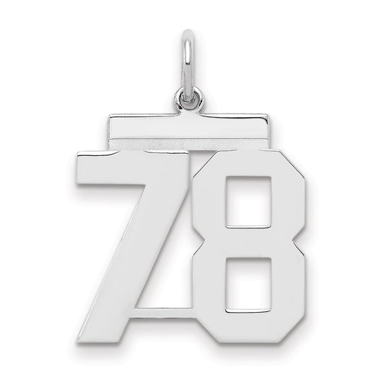 Sterling Silver Sterling/Silver Rhodium-Plated Polished Number 78 Charm
