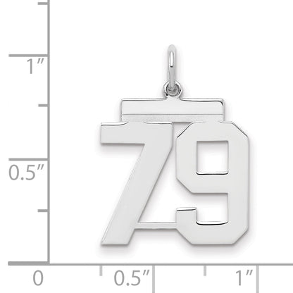 Sterling Silver Sterling/Silver Rhodium-Plated Polished Number 79 Charm