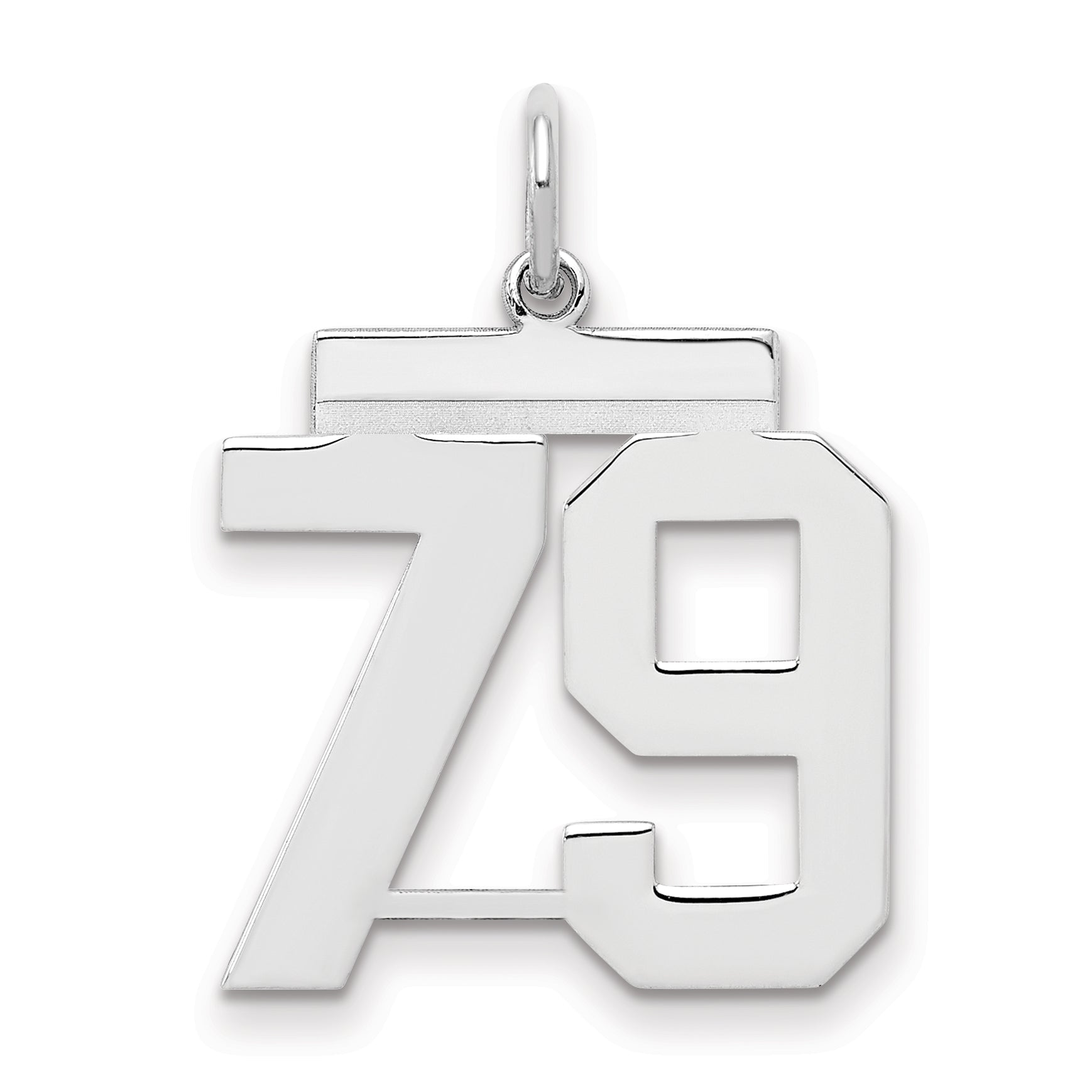 Sterling Silver Sterling/Silver Rhodium-Plated Polished Number 79 Charm
