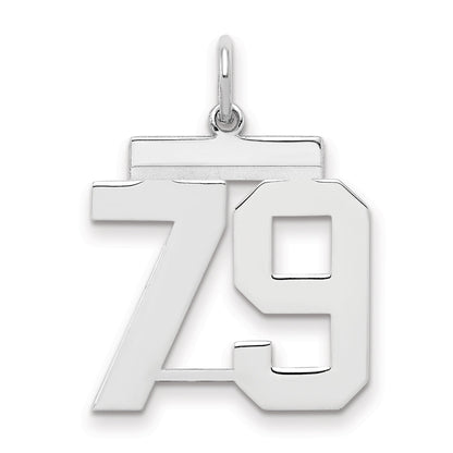 Sterling Silver Sterling/Silver Rhodium-Plated Polished Number 79 Charm