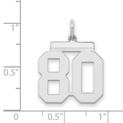 Sterling Silver Sterling/Silver Rhodium-Plated Polished Number 80 Charm