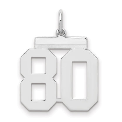 Sterling Silver Sterling/Silver Rhodium-Plated Polished Number 80 Charm
