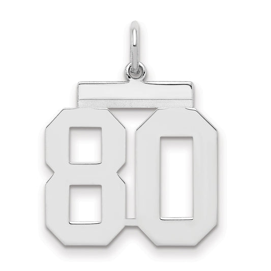 Sterling Silver Sterling/Silver Rhodium-Plated Polished Number 80 Charm