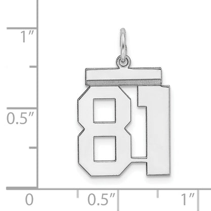 Sterling Silver Sterling/Silver Rhodium-Plated Polished Number 81 Charm
