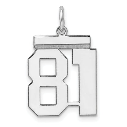 Sterling Silver Sterling/Silver Rhodium-Plated Polished Number 81 Charm