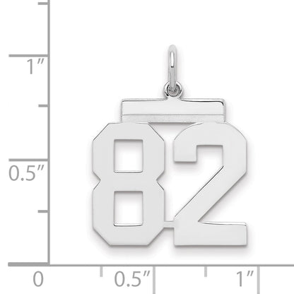 Sterling Silver Sterling/Silver Rhodium-Plated Polished Number 82 Charm