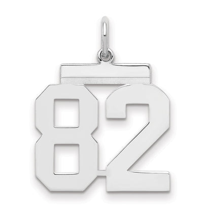 Sterling Silver Sterling/Silver Rhodium-Plated Polished Number 82 Charm