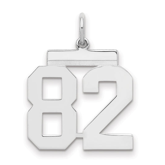 Sterling Silver Sterling/Silver Rhodium-Plated Polished Number 82 Charm
