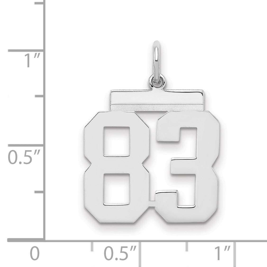 Sterling Silver Sterling/Silver Rhodium-Plated Polished Number 83 Charm
