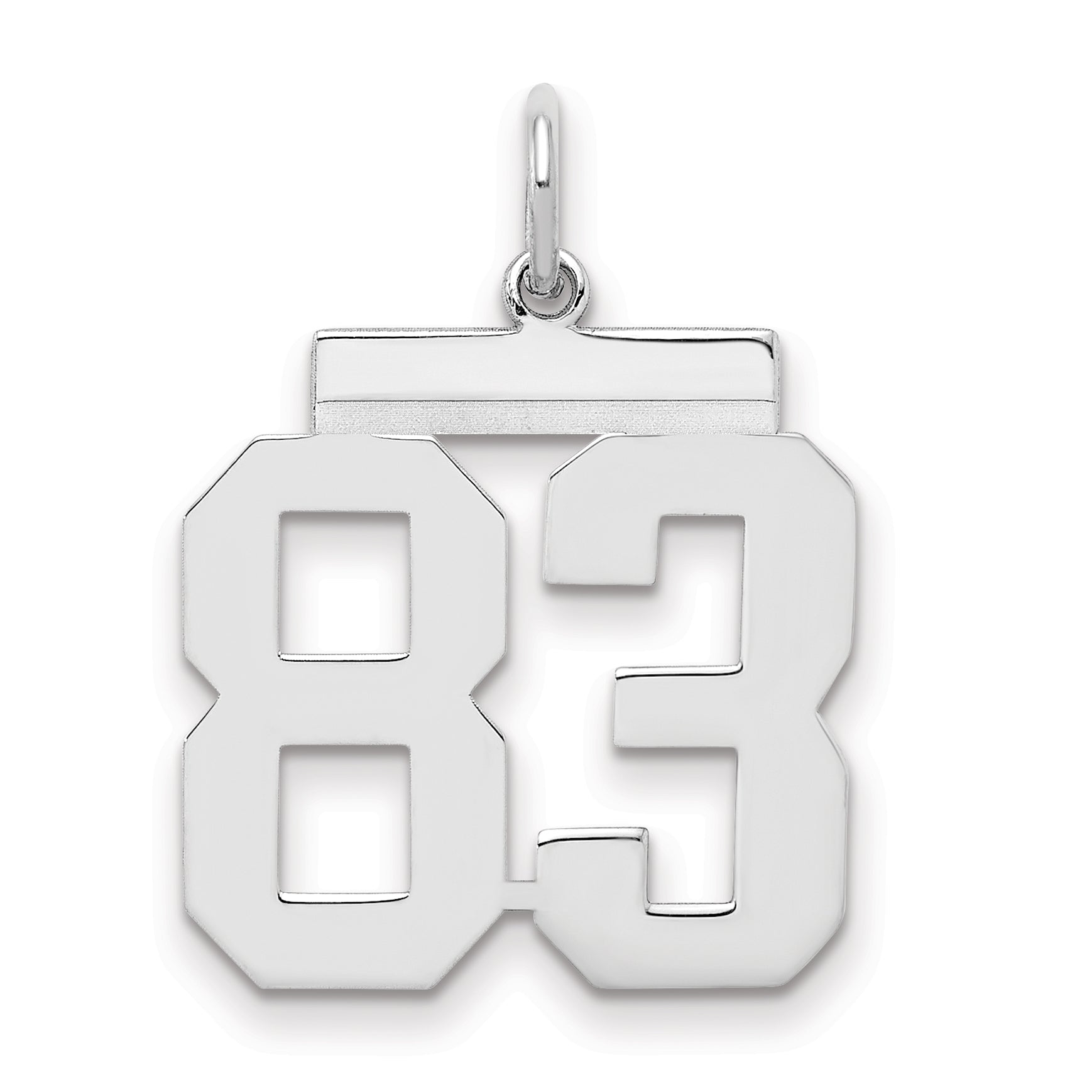 Sterling Silver Sterling/Silver Rhodium-Plated Polished Number 83 Charm