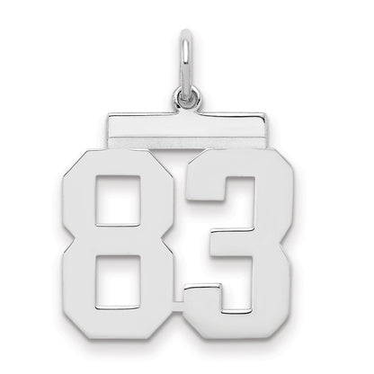 Sterling Silver Sterling/Silver Rhodium-Plated Polished Number 83 Charm