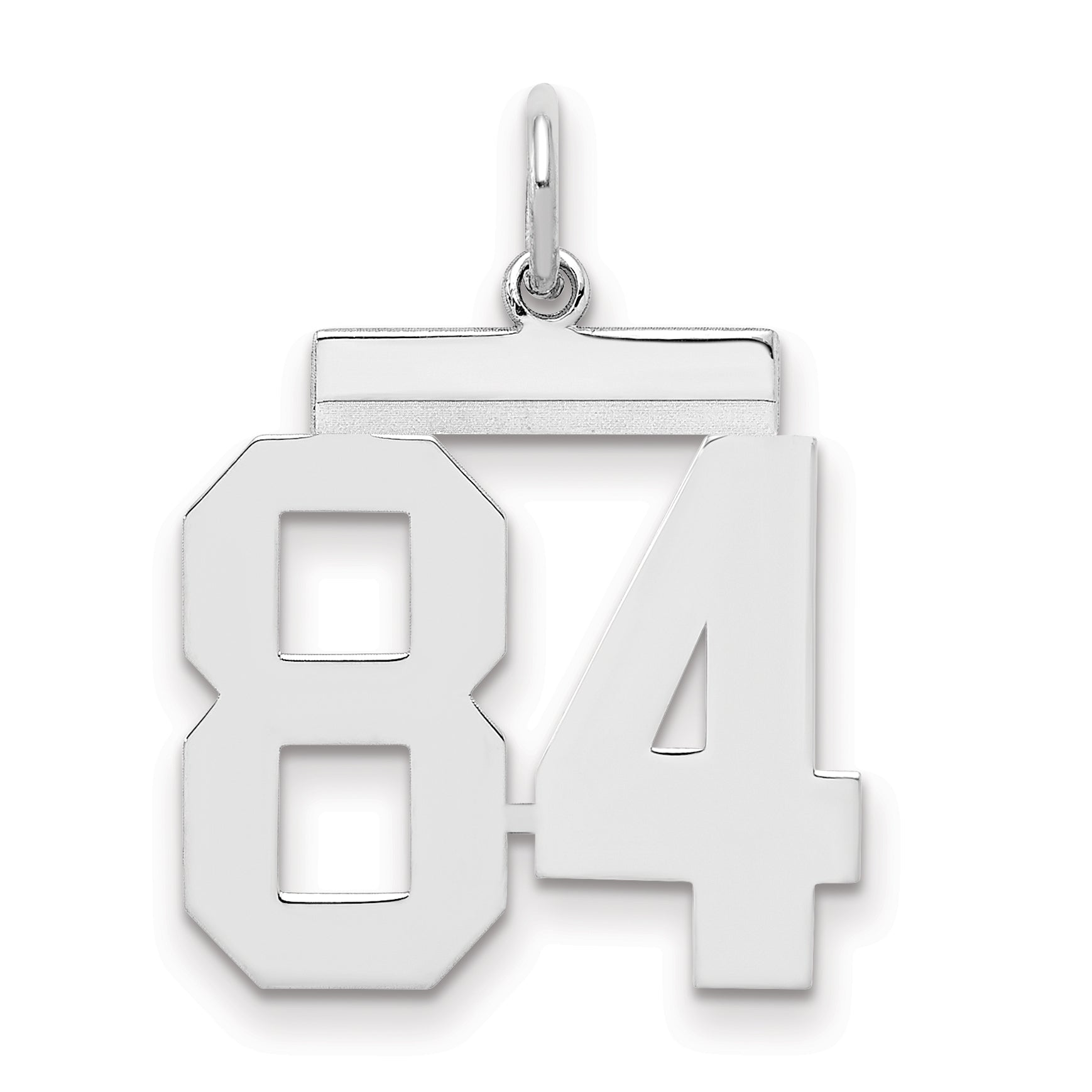 Sterling Silver Sterling/Silver Rhodium-Plated Polished Number 84 Charm