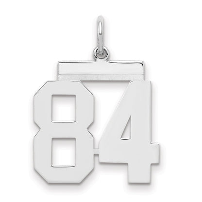 Sterling Silver Sterling/Silver Rhodium-Plated Polished Number 84 Charm