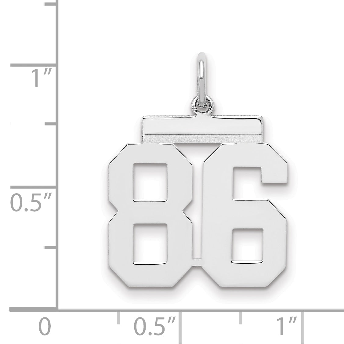 Sterling Silver Sterling/Silver Rhodium-Plated Polished Number 86 Charm