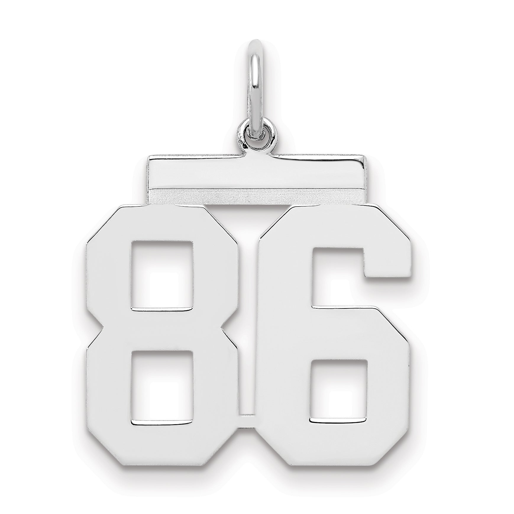 Sterling Silver Sterling/Silver Rhodium-Plated Polished Number 86 Charm