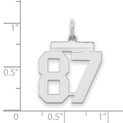 Sterling Silver Sterling/Silver Rhodium-Plated Polished Number 87 Charm