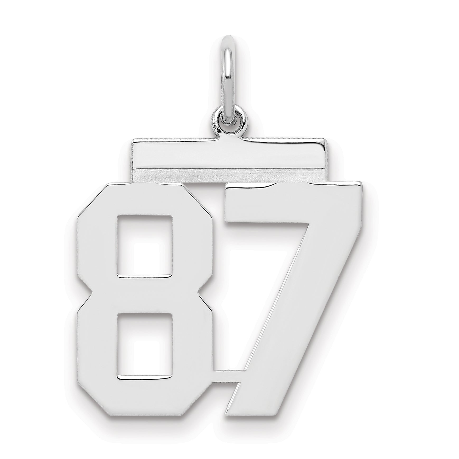 Sterling Silver Sterling/Silver Rhodium-Plated Polished Number 87 Charm