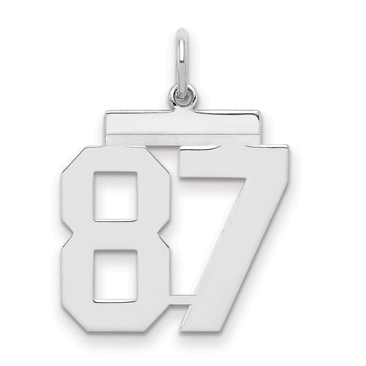 Sterling Silver Sterling/Silver Rhodium-Plated Polished Number 87 Charm