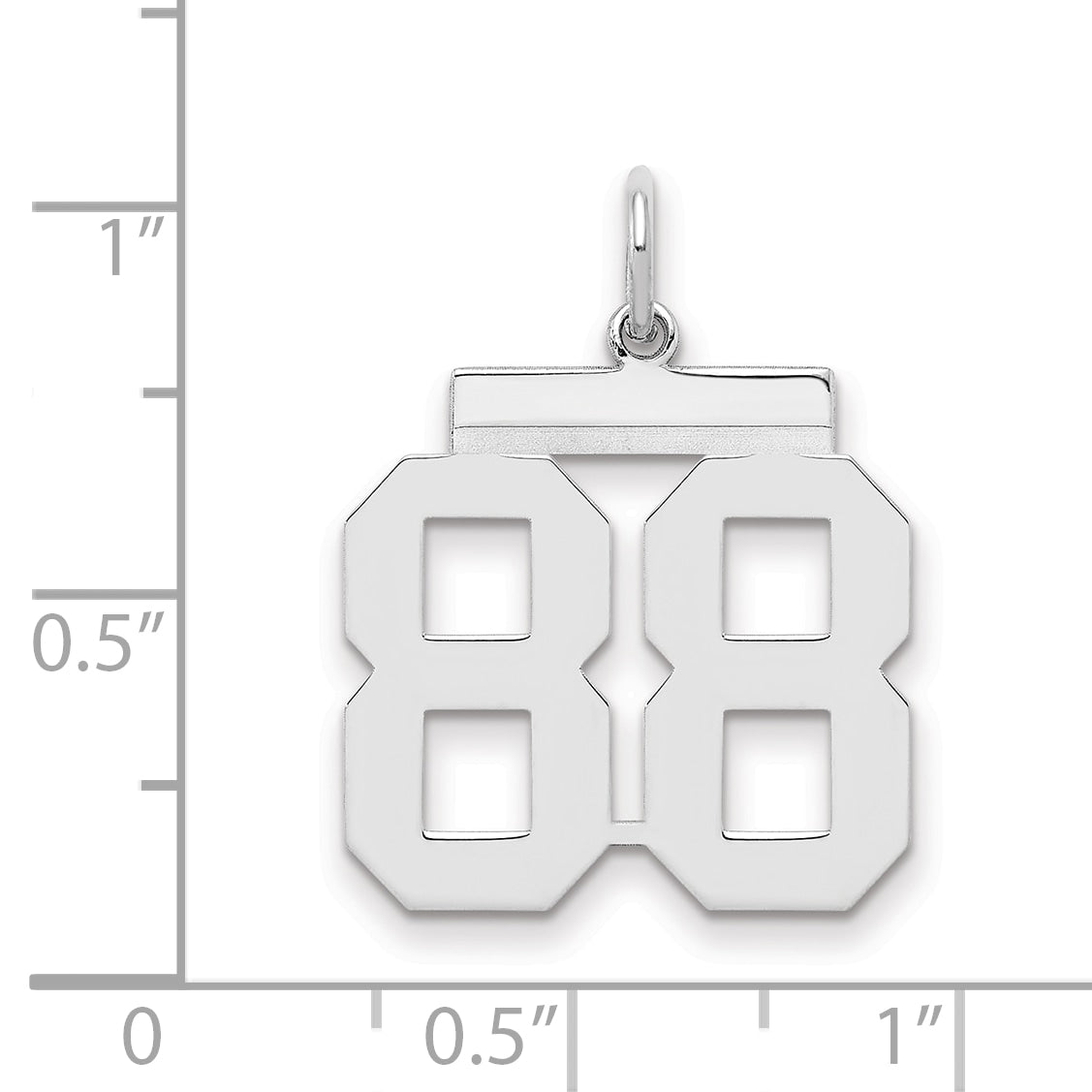 Sterling Silver Sterling/Silver Rhodium-Plated Polished Number 88 Charm