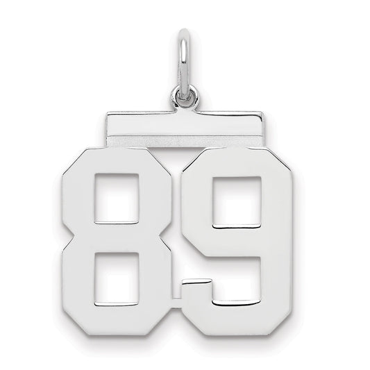 Sterling Silver Sterling/Silver Rhodium-Plated Polished Number 89 Charm