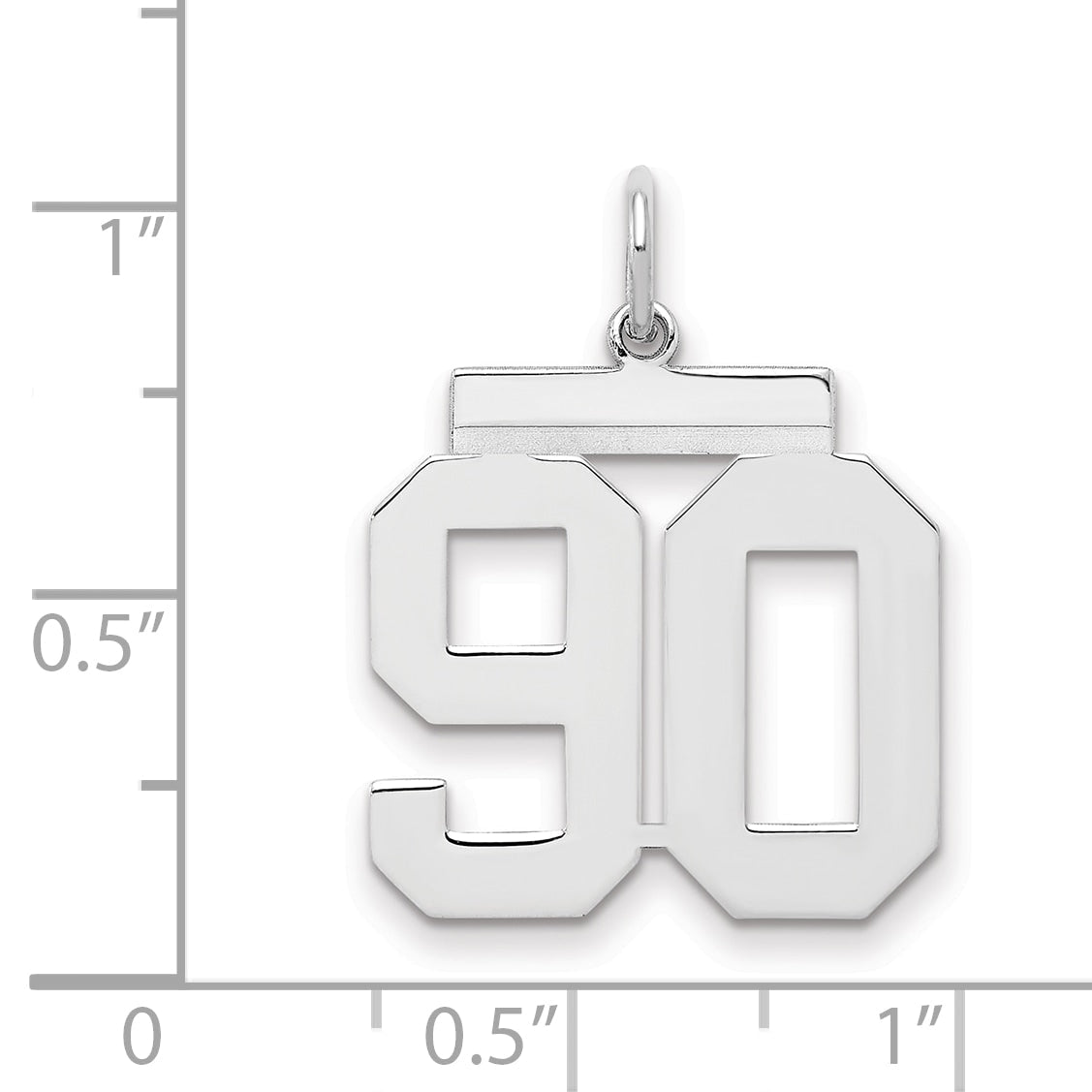 Sterling Silver Sterling/Silver Rhodium-Plated Polished Number 90 Charm