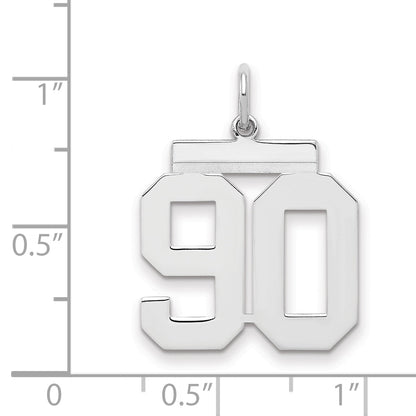 Sterling Silver Sterling/Silver Rhodium-Plated Polished Number 90 Charm