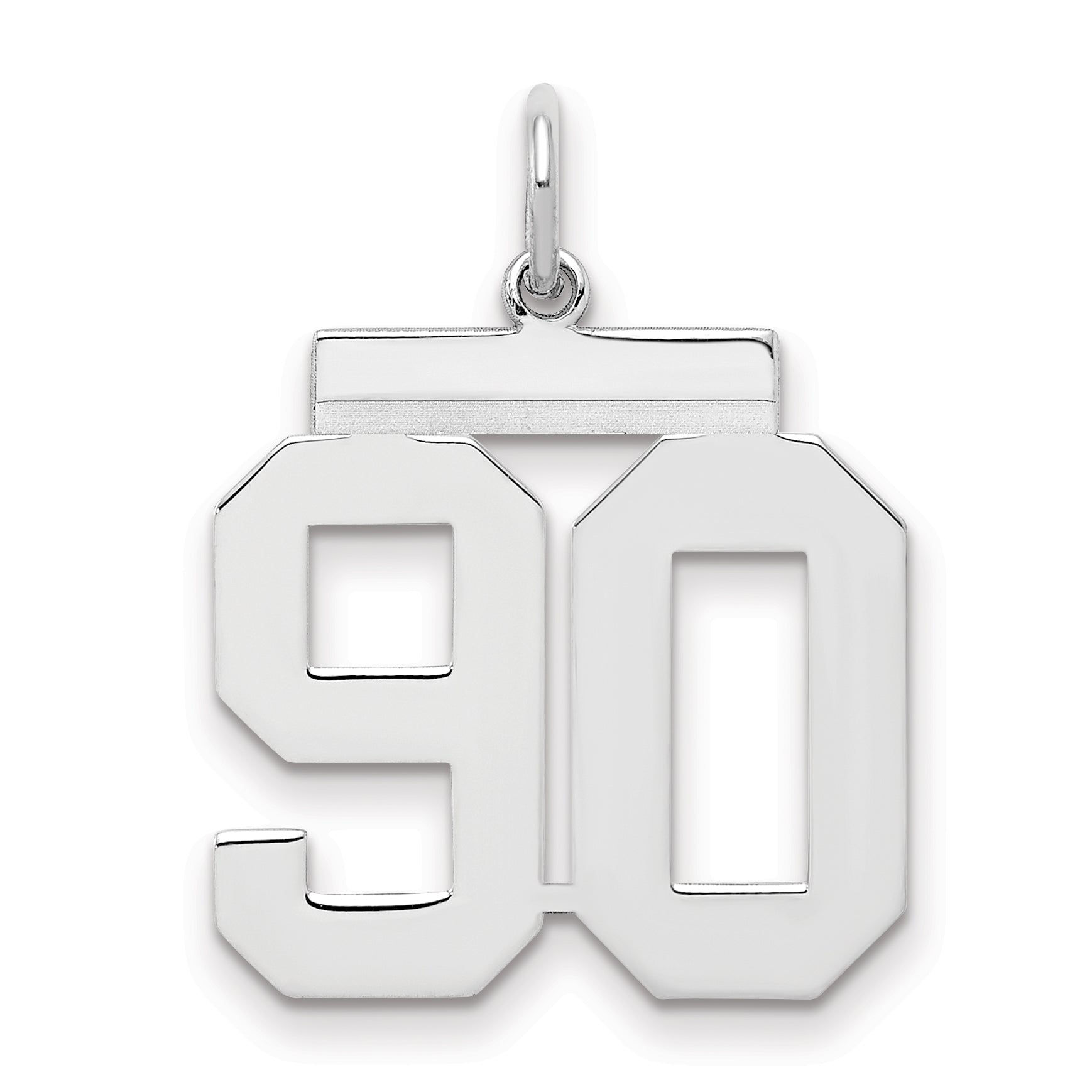 Sterling Silver Sterling/Silver Rhodium-Plated Polished Number 90 Charm