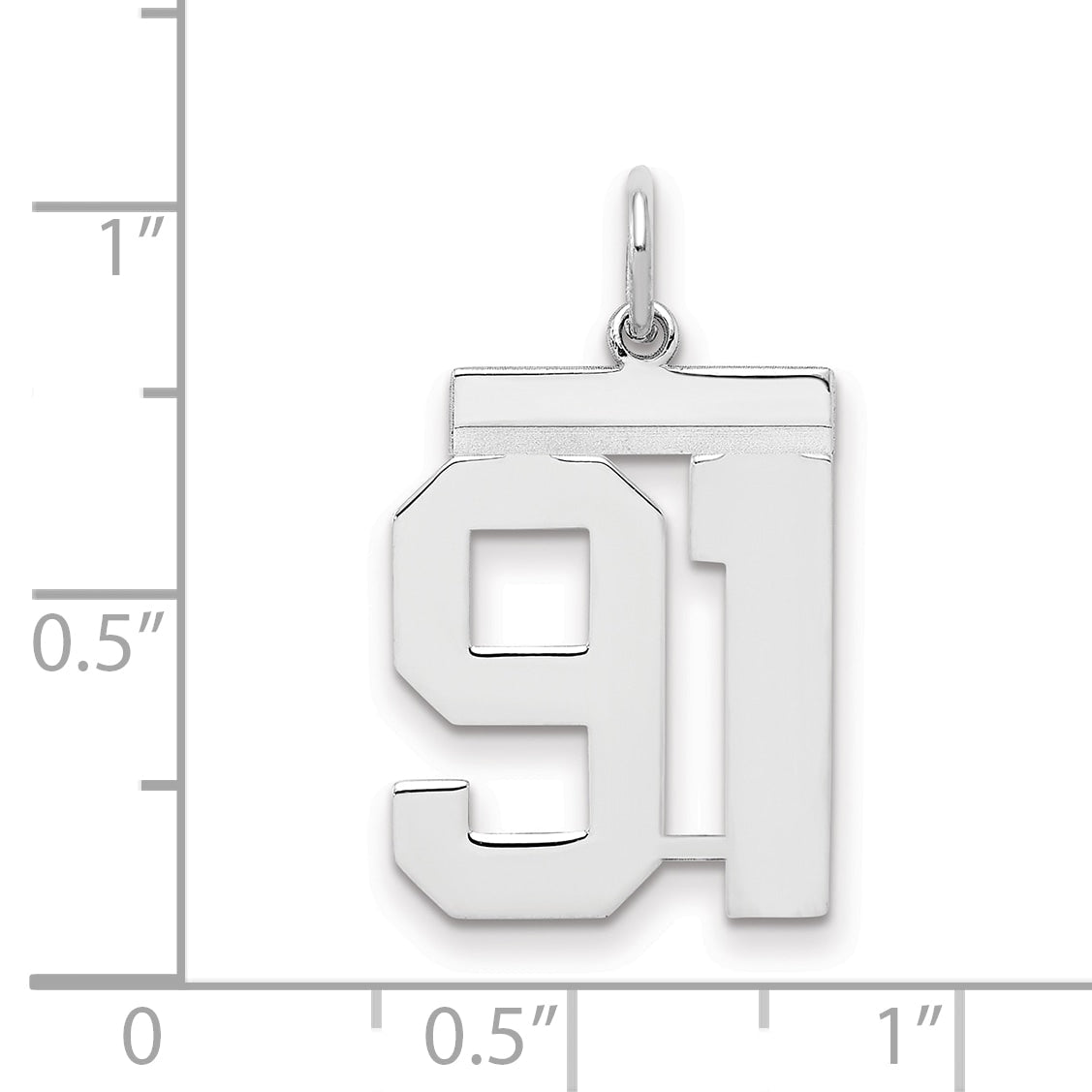 Sterling Silver Sterling/Silver Rhodium-Plated Polished Number 91 Charm