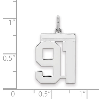 Sterling Silver Sterling/Silver Rhodium-Plated Polished Number 91 Charm