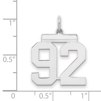 Sterling Silver Sterling/Silver Rhodium-Plated Polished Number 92 Charm