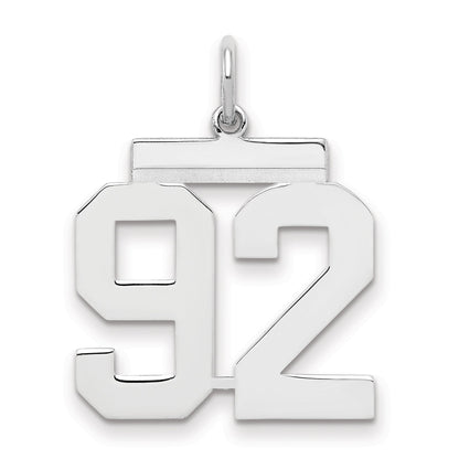 Sterling Silver Sterling/Silver Rhodium-Plated Polished Number 92 Charm